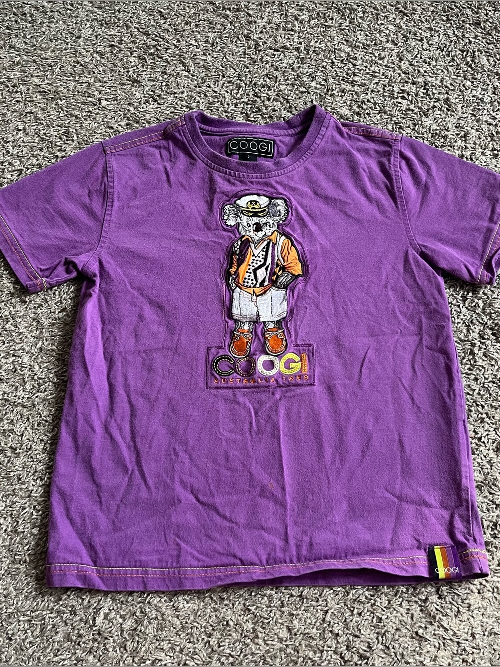 Boys Coogi Australia Embroidered T Shirt Koala Purple Short Sleeve Size 7